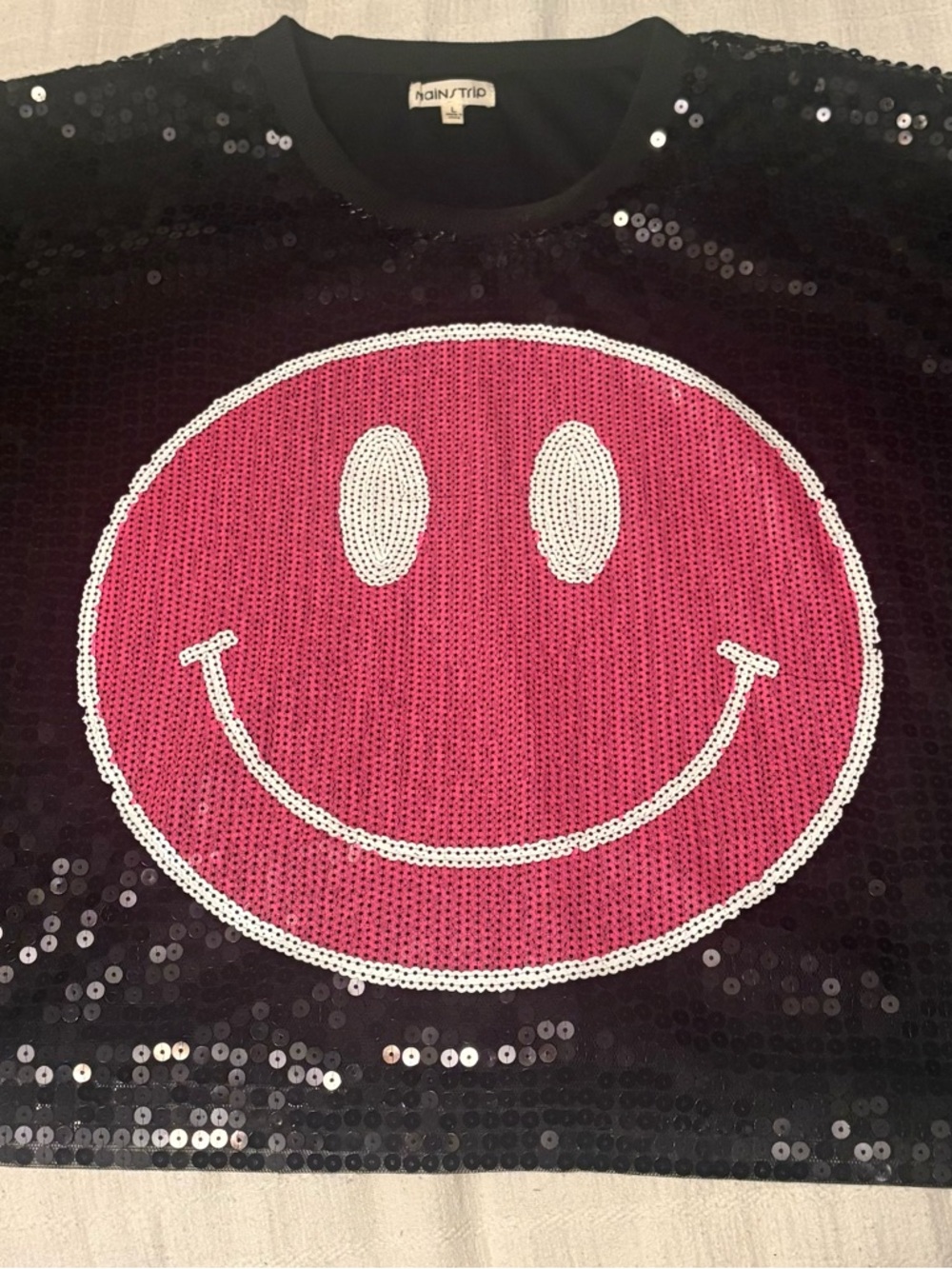 Main Strip Black Sweatshirt with White Label